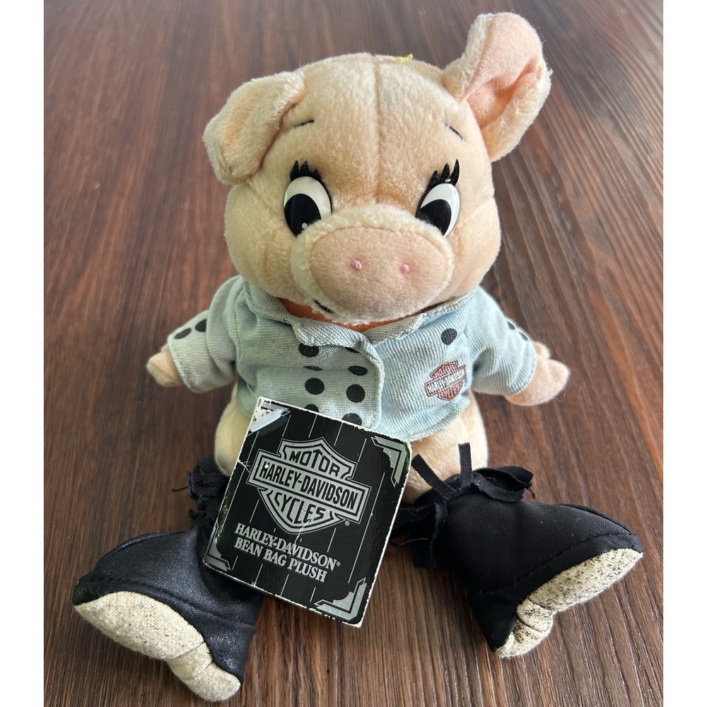 Vintage Harley Davidson 1998 Bean Bag Plush Fat Bob Hog Pig 5" New With Tags